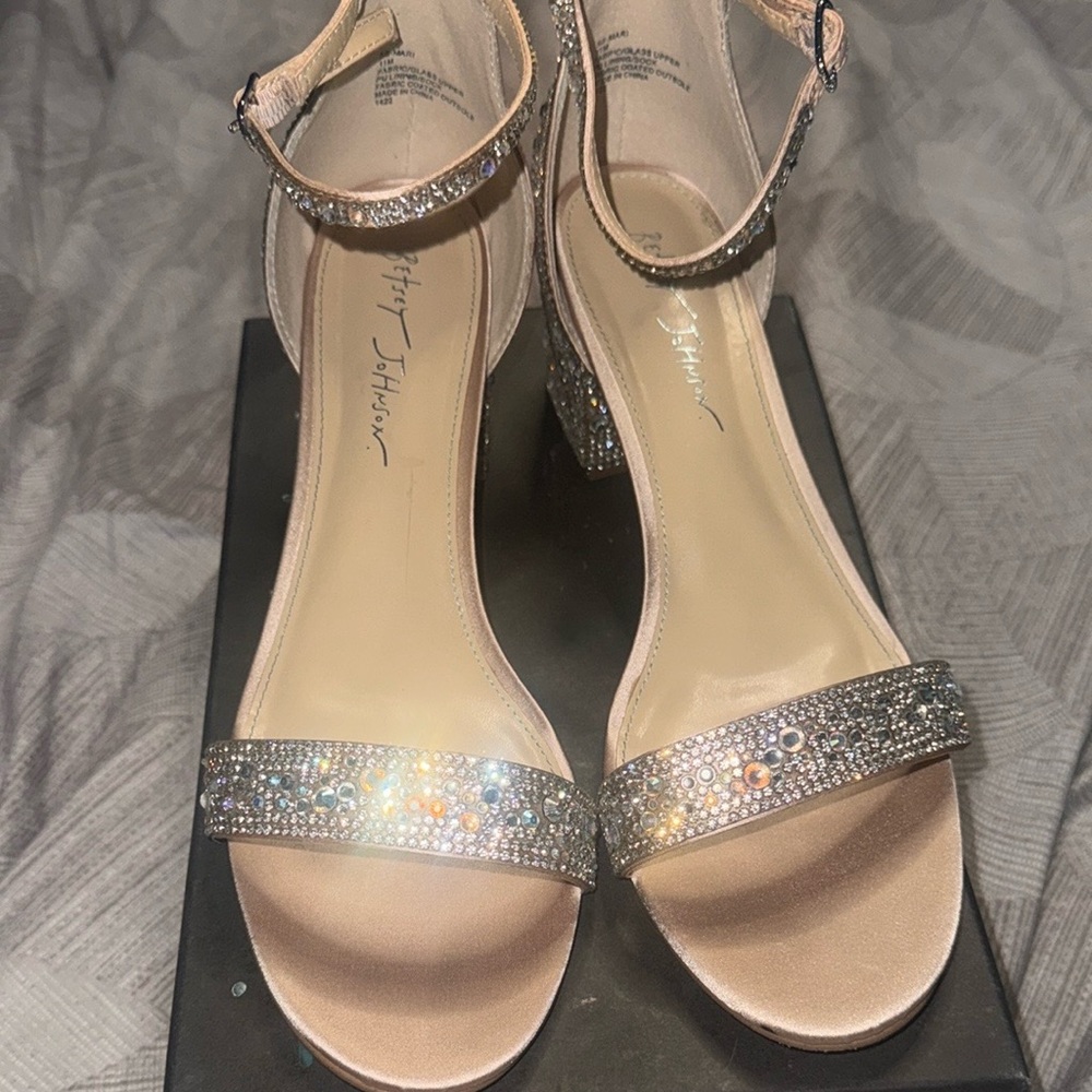Betsey Johnson Champagne Crystal Embellished Heels